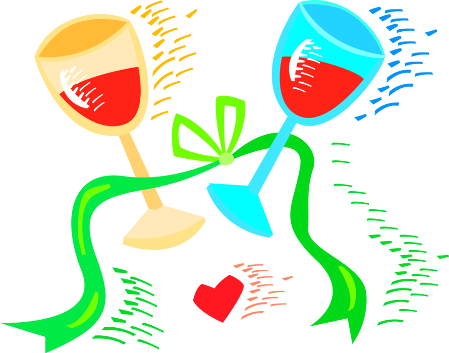 Vector Illustration Of Wedding Ceremony Wine Glasses Clipart (890x700), Png Download