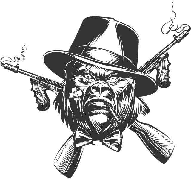 Cool Drawing Gangster - Gangsta Gorilla Drawing Clipart (688x700), Png Download