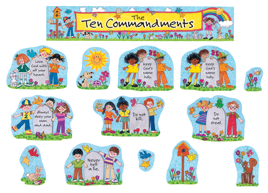 Tcr7000 Children's Ten Commandments Bulletin Board - Ten Commandments Crafts For Kids Clipart (900x900), Png Download