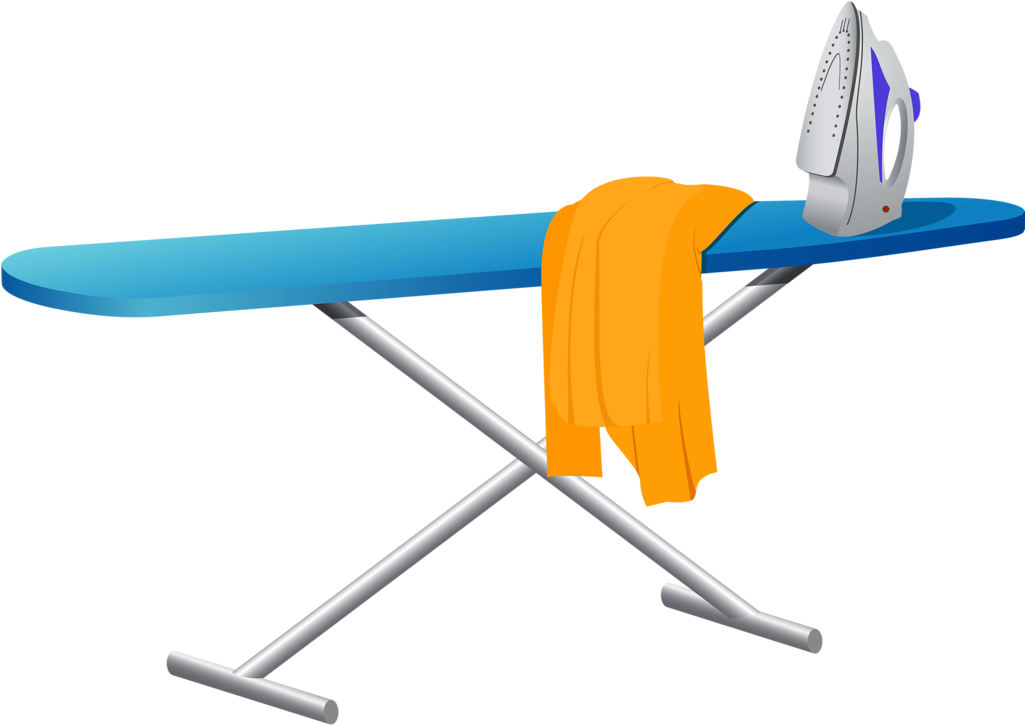 Iron Clipart Folding Clothes - Iron And Ironing Board Clipart - Png Download (1024x739), Png Download