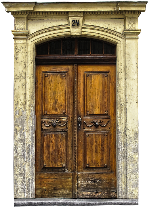 Sand-stone Portal, Portal, Old Door, Art Nouveau, Door - Puerta Art Nouveau Clipart (518x720), Png Download
