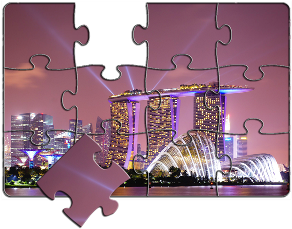 Home / Festive Themes / National Day / Sg Skyline Jigsaw - Singapore Clipart (600x600), Png Download