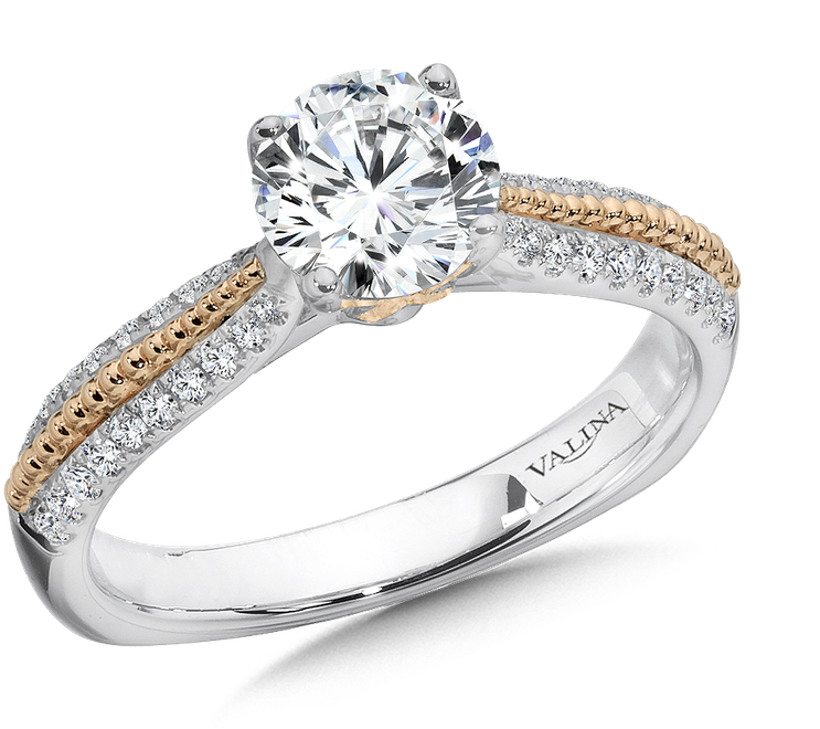 Valina Diamond Engagement Ring Mounting In 14k White/rose - Pre-engagement Ring Clipart (800x800), Png Download