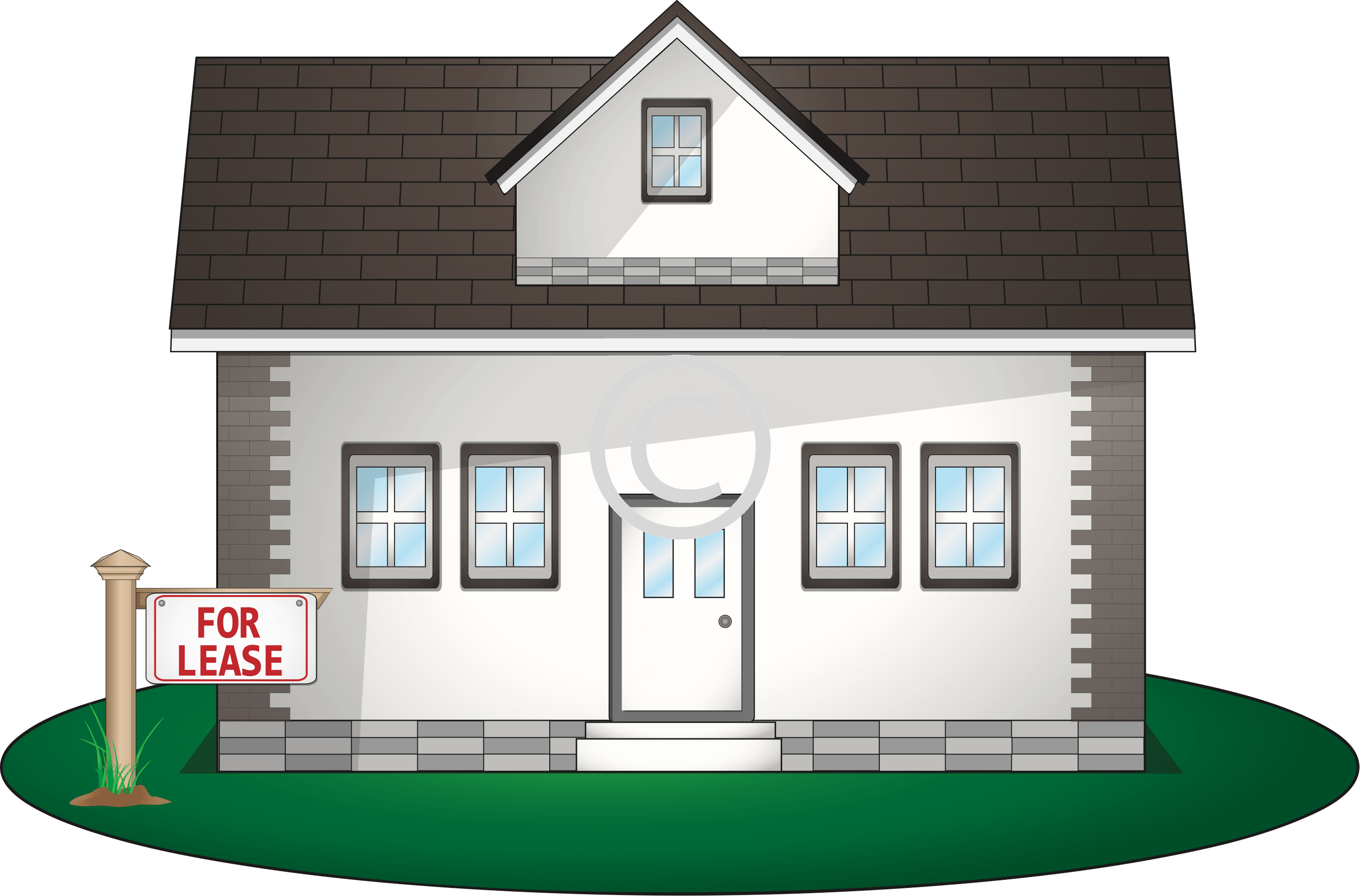 House With For Lease Sign - House Clipart (2855x1882), Png Download