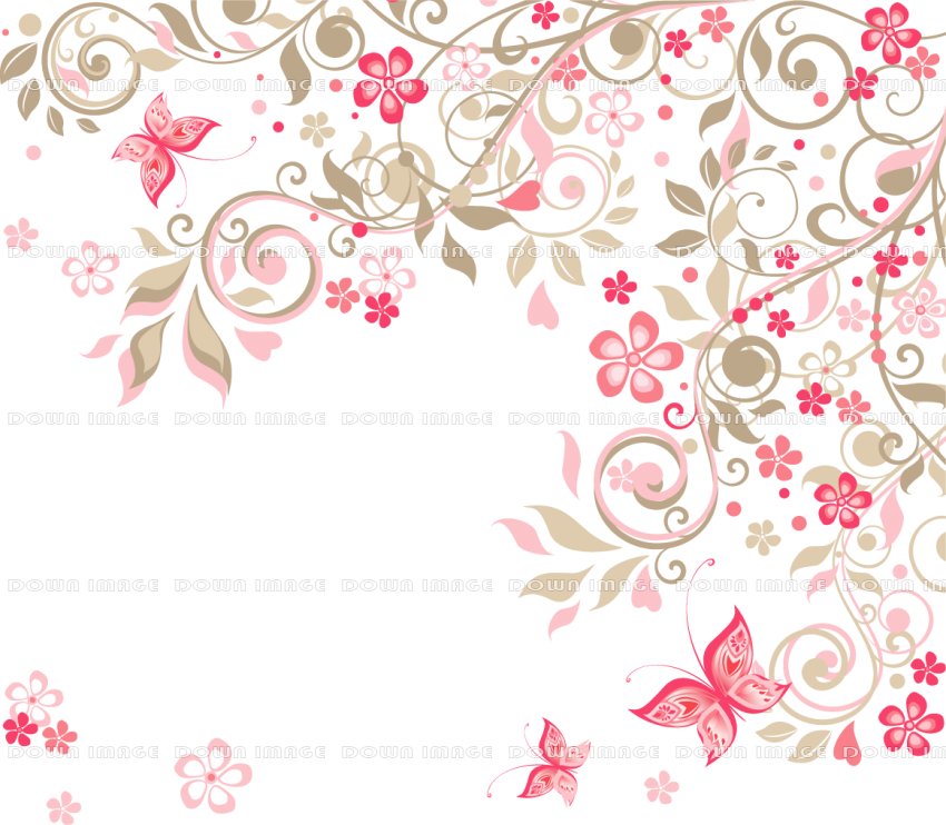 Pink Flower Border - Pink Floral Background Png Clipart (850x742), Png Download