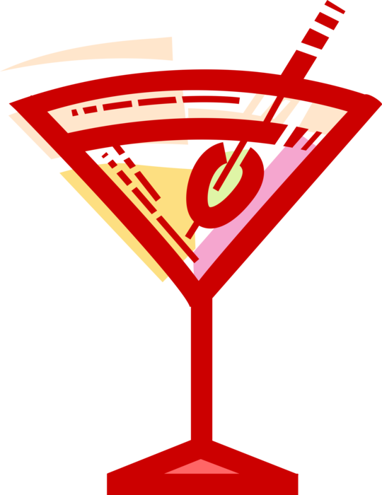 Vector Illustration Of Martini Alcohol Beverage Cocktail - Martini Glass Clipart (540x700), Png Download
