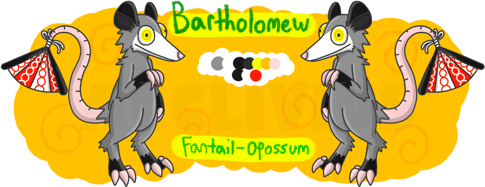 Bartholomew The Fantail Opossum By Acclivius - Cartoon Clipart (1000x389), Png Download