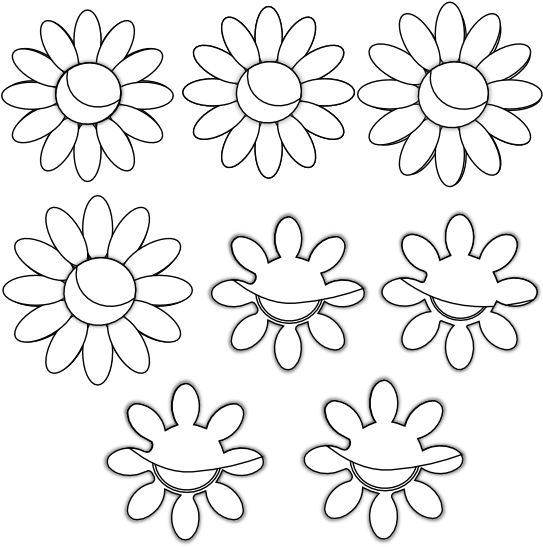 Eight Flowers Flora 34 Black White Line Art Coloring - Shetland Geopark Map Clipart (555x555), Png Download