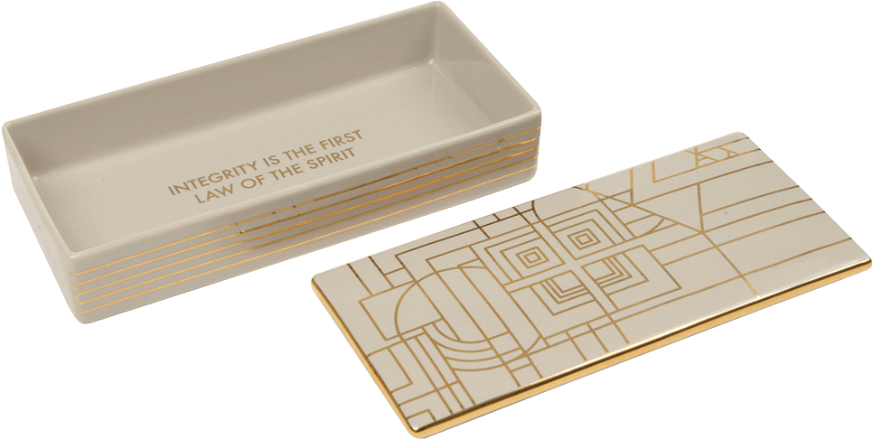Frank Lloyd Wright 150th Decorative Ceramic Box - Wood Clipart (966x486), Png Download