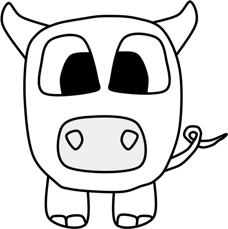 Pig, Big Eyes, Black And White, Cartoon Animal, Png - Cartoon Clipart (816x1056), Png Download