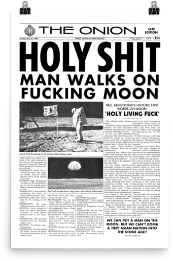 'man Walks On Moon' Front Page Poster From The Onion's - Heritage Motor Centre Clipart (600x600), Png Download