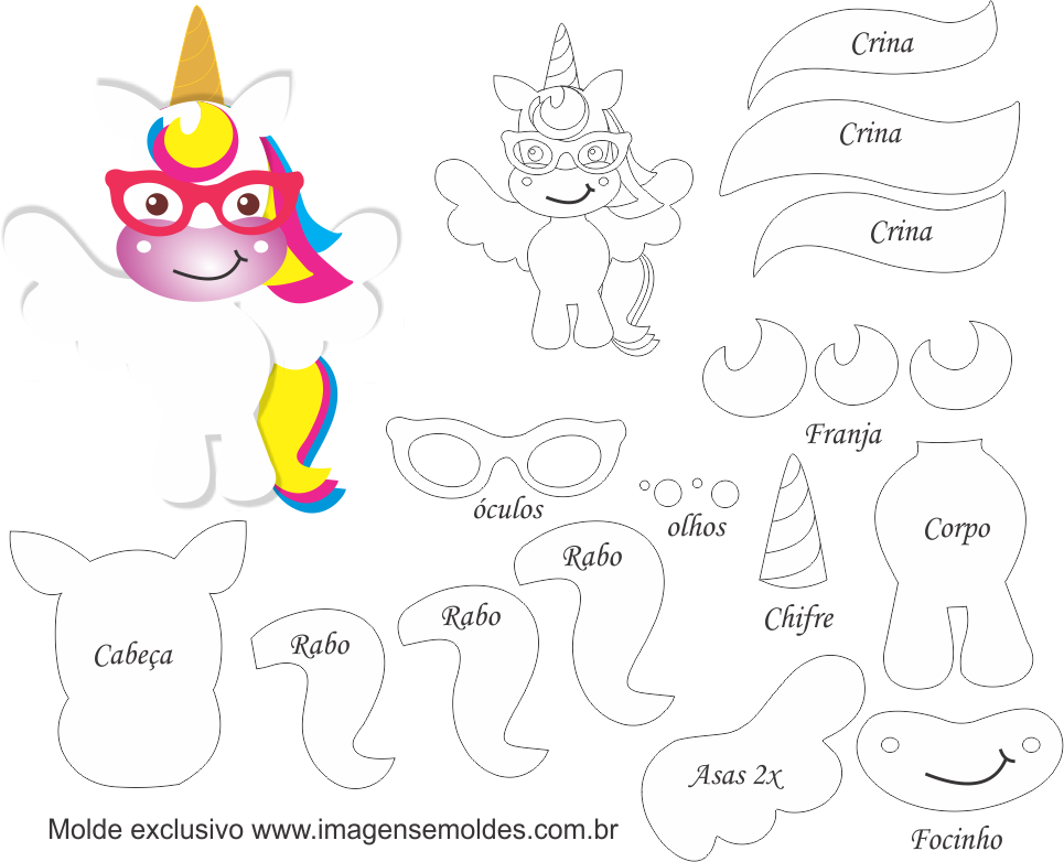 Molde Da Crina Do Unicornio Clipart (965x782), Png Download