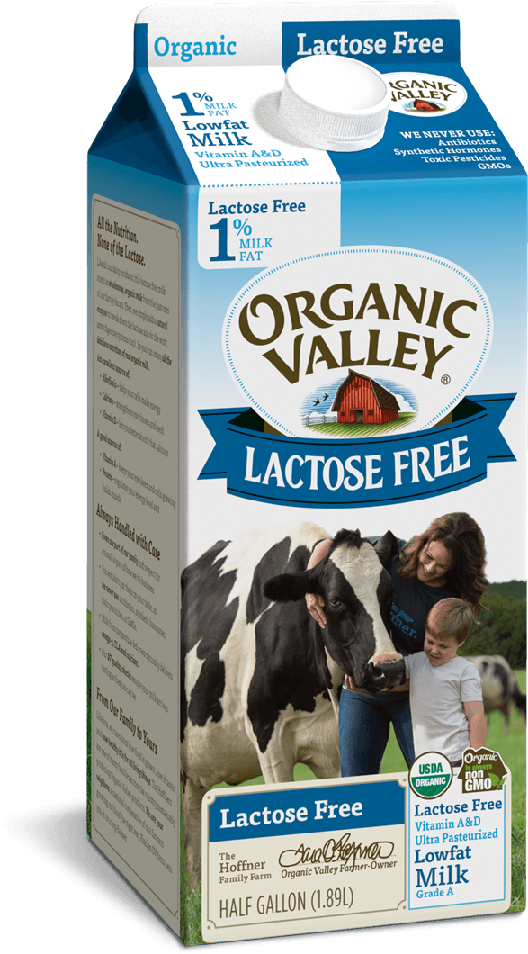Lactose-free 1% Milk, Ultra Pasteurized, Half Gallon - Organic Lactose Free Milk Clipart (760x1140), Png Download