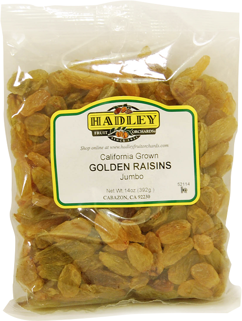 California Grown Jumbo Golden Raisins - Hadley Fruit Orchards Clipart (495x657), Png Download