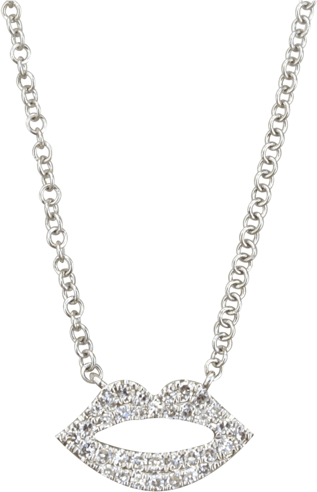 Lip White Gold And Diamond Necklace - Pendant Clipart (1352x1352), Png Download