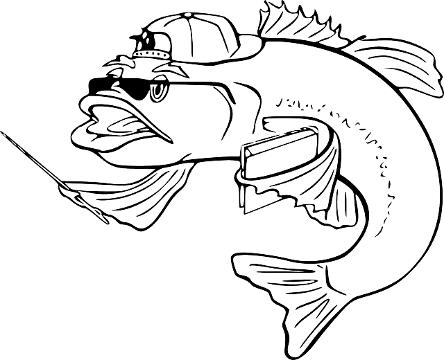 Black, Teacher, Outline, White, Cartoon, Bass, Fish - Fish Clip Art - Png Download (640x520), Png Download