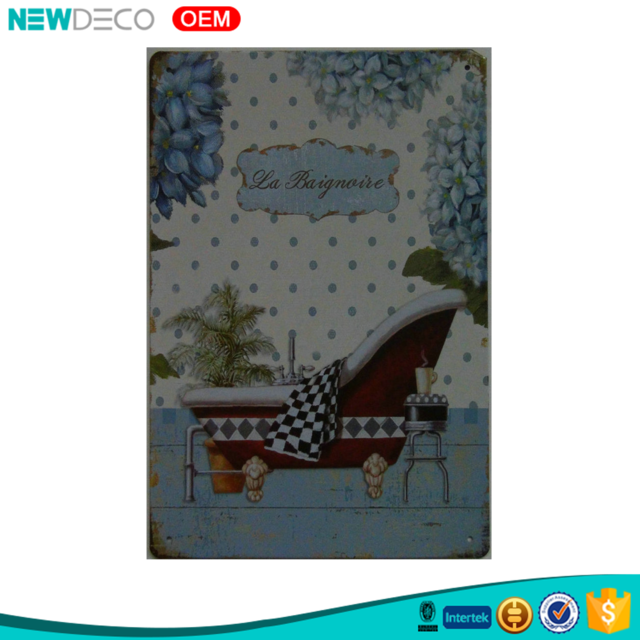 Bathroom Subject Vintage Metal Crafts Decoration Printed - Bathtub Clipart (640x640), Png Download