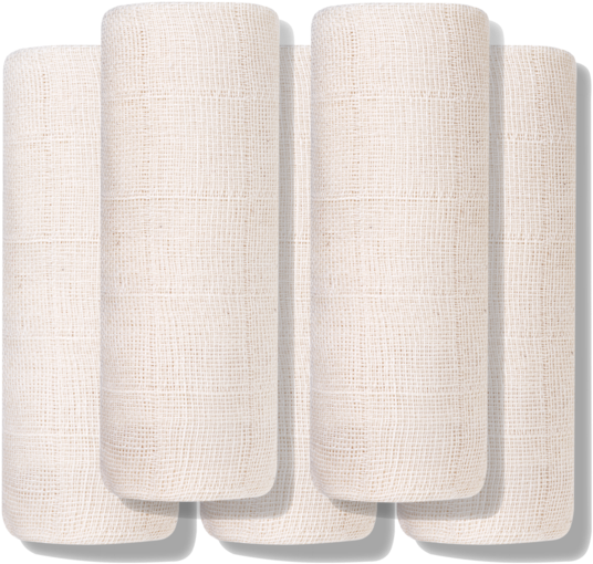 5 Pack Of Exfoliating Organic Muslin Cloths Clipart (600x600), Png Download