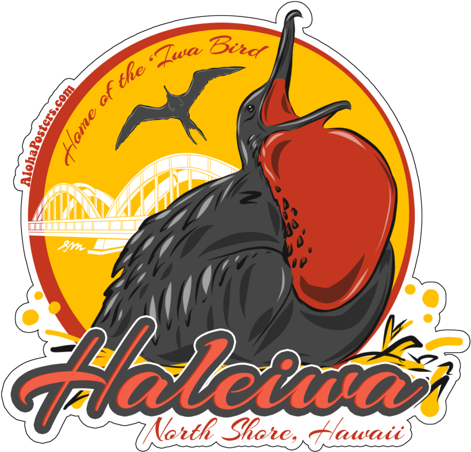 New Alohaposters Sticker Design “'haleiwa Home Of The - Illustration Clipart (931x893), Png Download