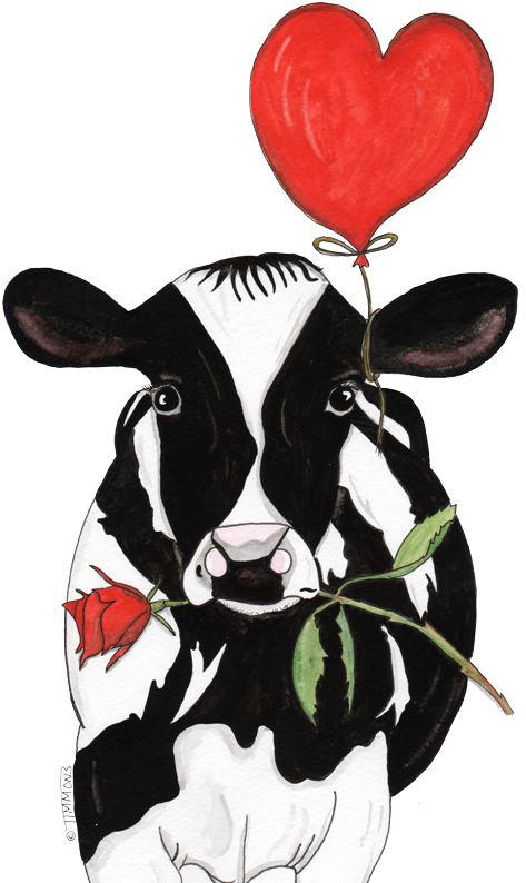 Even Cows Feel The Love - Valentines Cow Clipart (500x800), Png Download