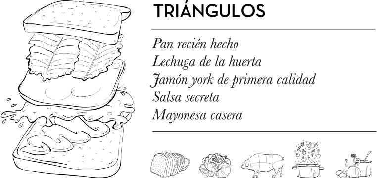 Triángulos, Los Sandwiches Del Bar Eme De Bilbao Famosos - Line Art Clipart (949x449), Png Download