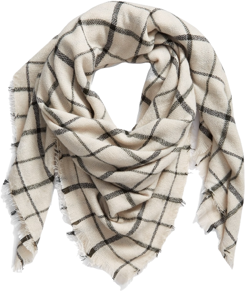 Black Plaid Scarf And White Plaid Scarf - Scarf Clipart (536x822), Png Download
