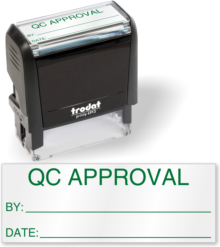 Qc Approval Self Inking Inspection Stamp - Approval Stamp With Signature Clipart (703x790), Png Download