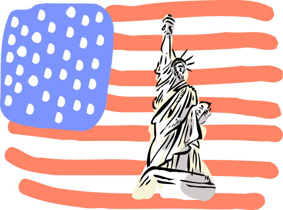 Vector Illustration Of Statue Of Liberty Colossal Neoclassical - Statua Della Libertà Clipart - Png Download (941x700), Png Download