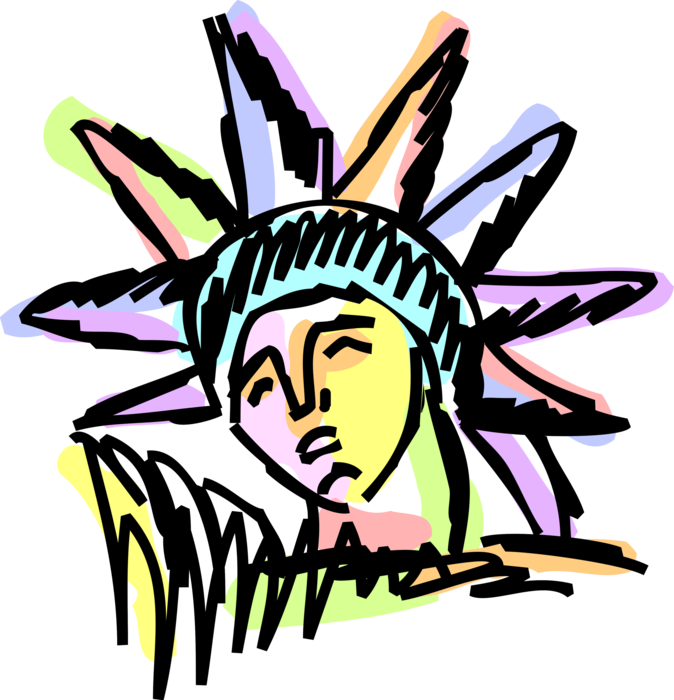 Vector Illustration Of Statue Of Liberty Colossal Neoclassical Clipart (674x700), Png Download