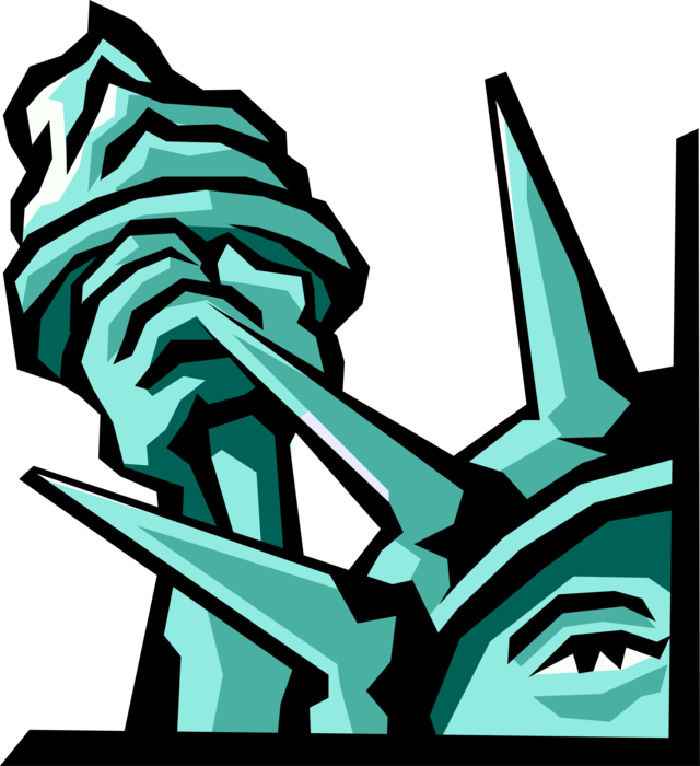 Vector Illustration Of Statue Of Liberty Colossal Neoclassical - Illustration Clipart (640x700), Png Download