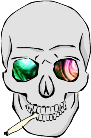 Calavera Sticker - Calavera Con Cigarro Png Clipart (1024x501), Png Download