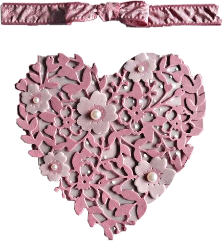 #heart #bow #pink #lace #pearls #pretty #freetoedit - Artificial Flower Clipart (436x472), Png Download