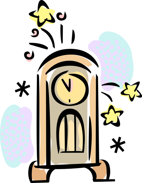 Vector Illustration Of Grandfather Clock Rings In New Clipart (541x700), Png Download