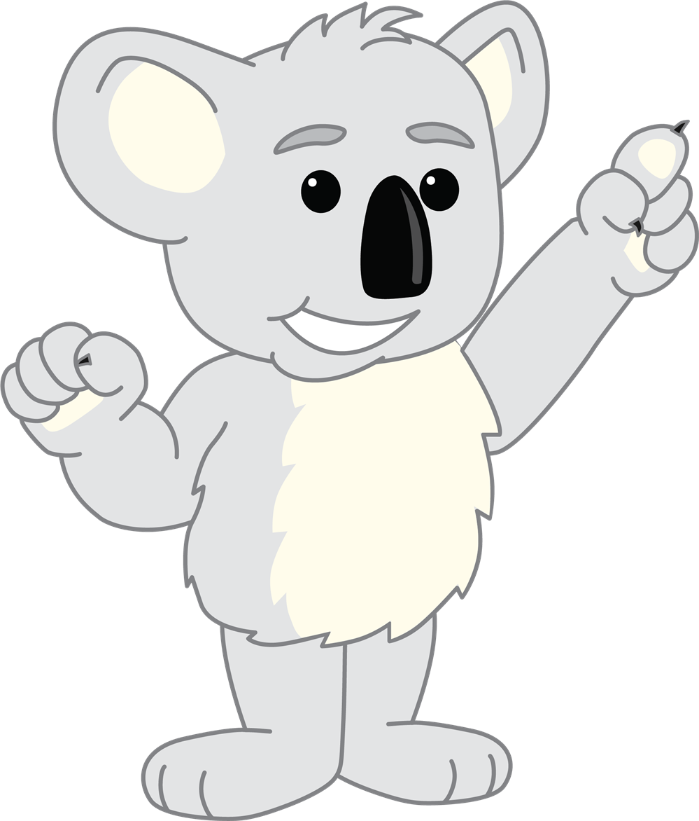 Koala Pointing - Cartoon Clipart (999x1172), Png Download