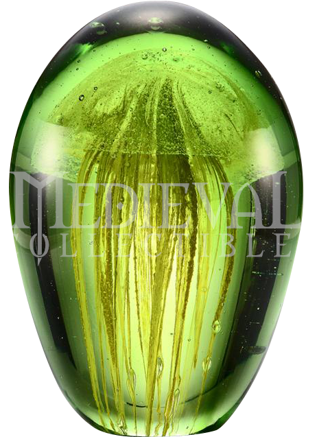 Yellow And Green Mist Jellyfish Art Glass - Sphere Clipart (657x657), Png Download