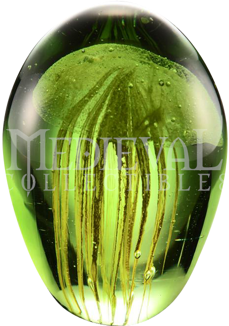 Yellow And Green Mist Jellyfish Art Glass - Sphere Clipart (682x682), Png Download