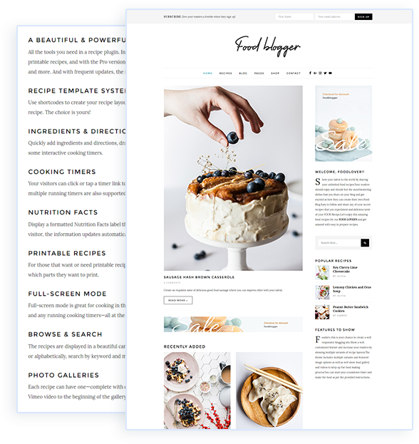 Food Blog Wordpress Theme For Chefs, Food Authors, - New Food Blog Themes Clipart (730x655), Png Download