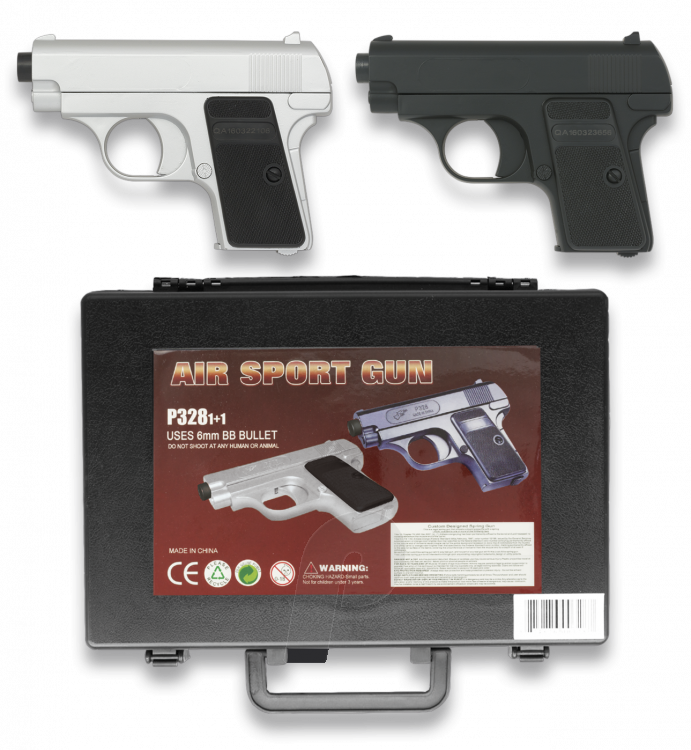 Set De 2 Pistolas Airsoft Con Maletín Double Eagle, - Air Sport Gun P328 1 1 Clipart (691x750), Png Download