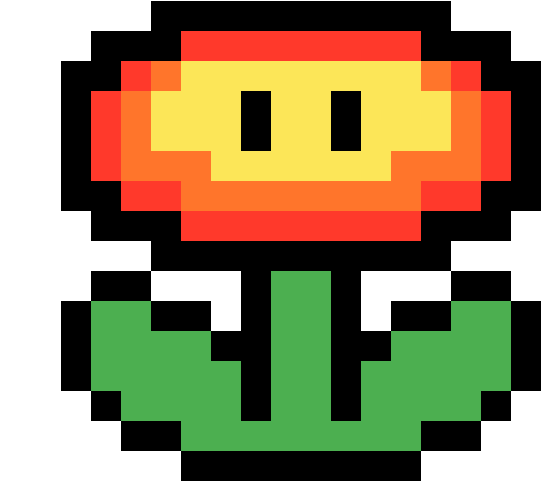 Fire Flower - 8 Bit Mario Fire Flower Clipart (1200x1200), Png Download
