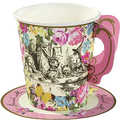 Alice In Wonderland Tea Cup And Saucer Clipart (691x691), Png Download