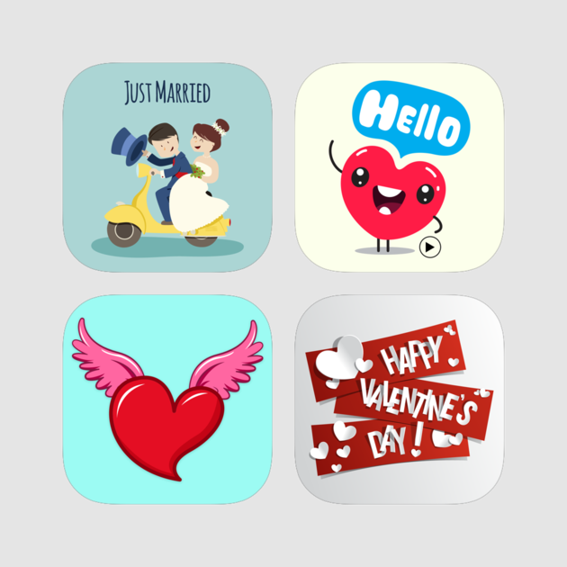 Stunning Couple With Love Emoji's On The App Store - Happy Valentine's Day Free Clipart (630x630), Png Download