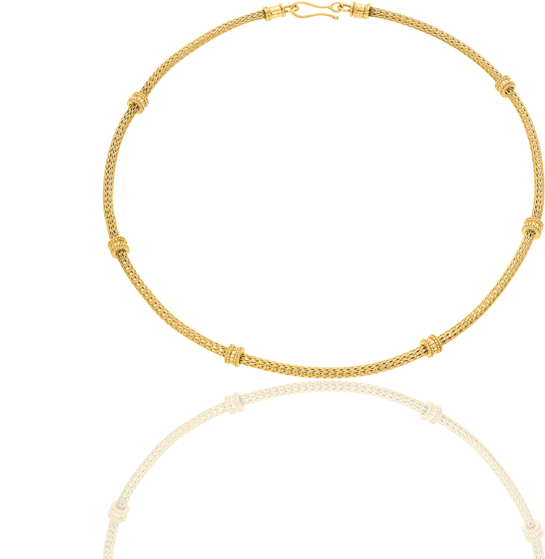 Snake Lace Necklace In 18κτ Yellow Gold Set With - Body Jewelry Clipart (1000x1000), Png Download