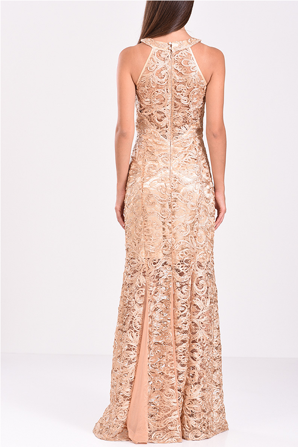 Long Mermaid Dress With Gold Lace - Gown Clipart (900x900), Png Download