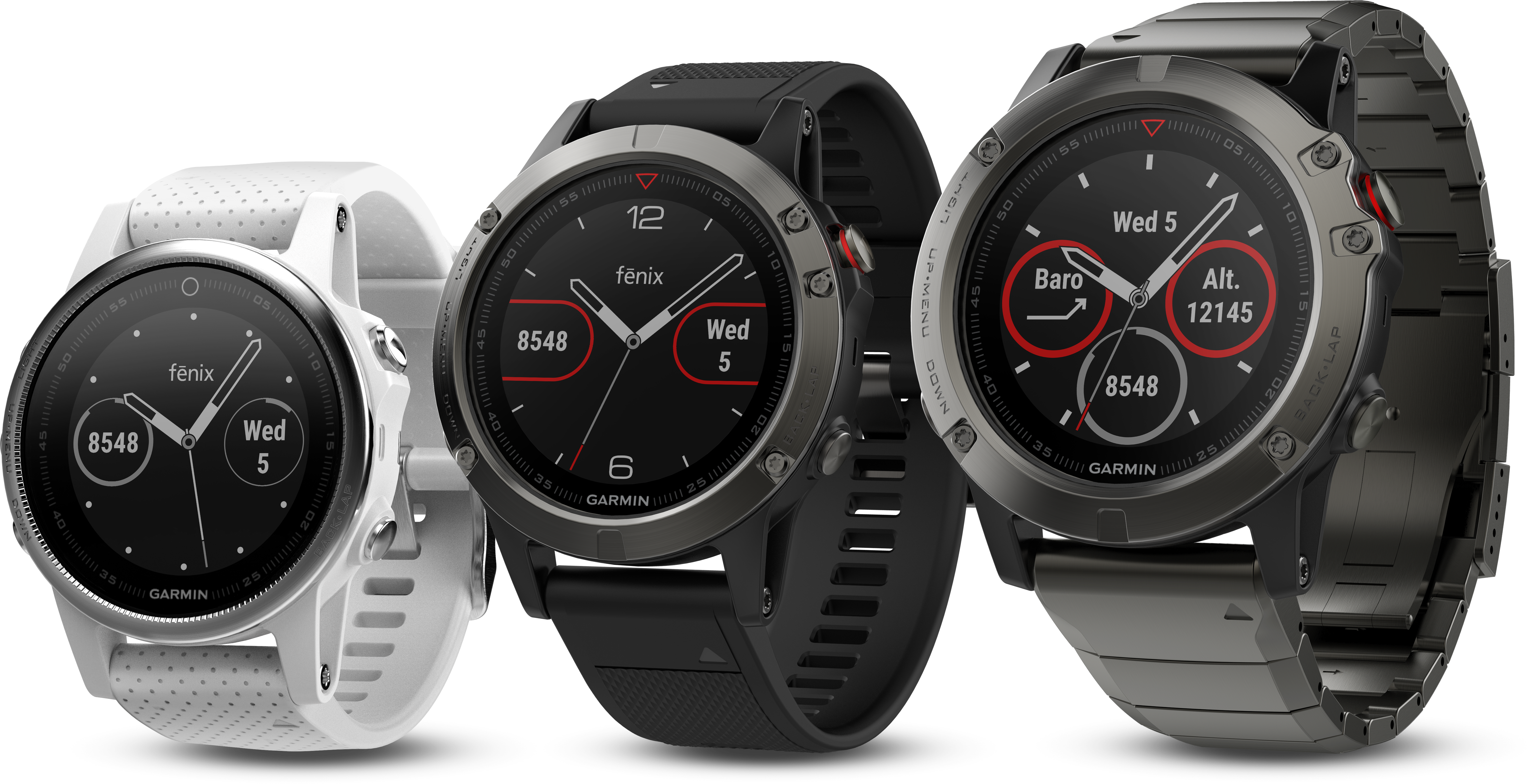 Garmin Fenix 5 Family - Garmin Fenix 5 Hr Clipart (5912x3033), Png Download