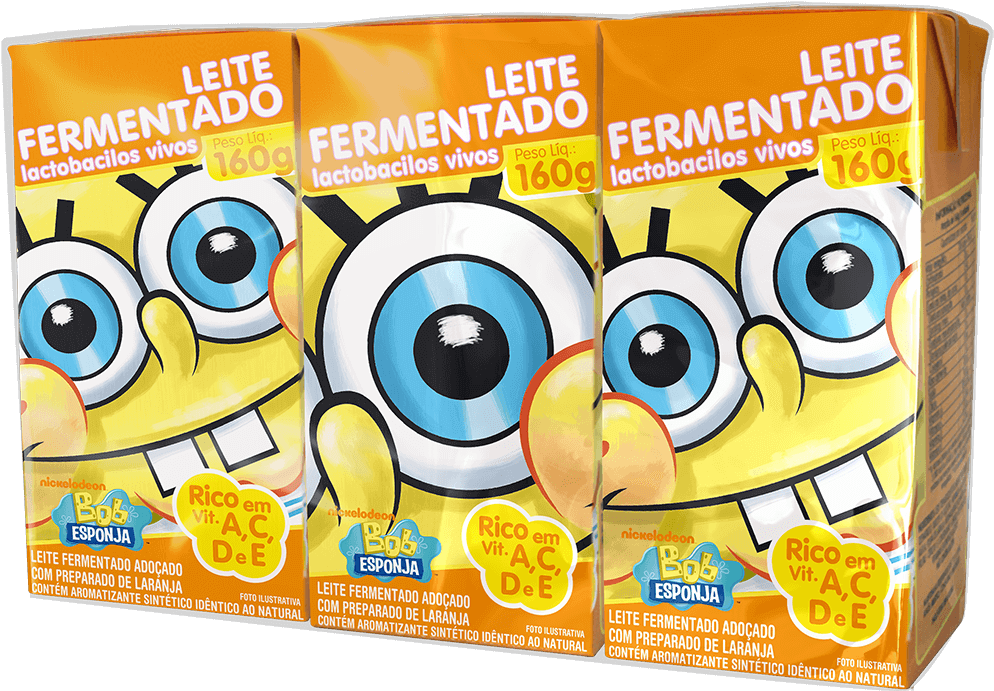 Leite Fermentado Bob Esponja 160g Clipart (1000x699), Png Download