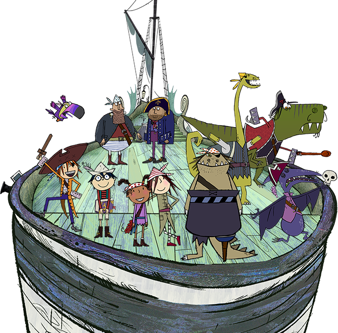 He's A 'sensitive' Type, Which Is A Problem For A Pirate - Captain Flinn And The Pirate Dinosaurs Characters Clipart (670x660), Png Download