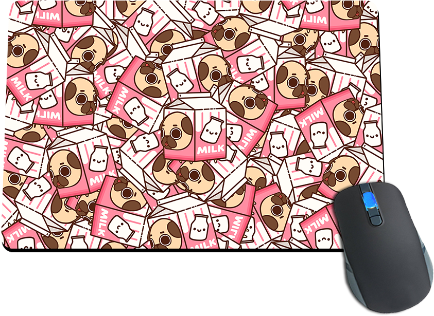 Pink Milk Puglie Pile Mousepad - Cartoon Clipart (1000x1000), Png Download