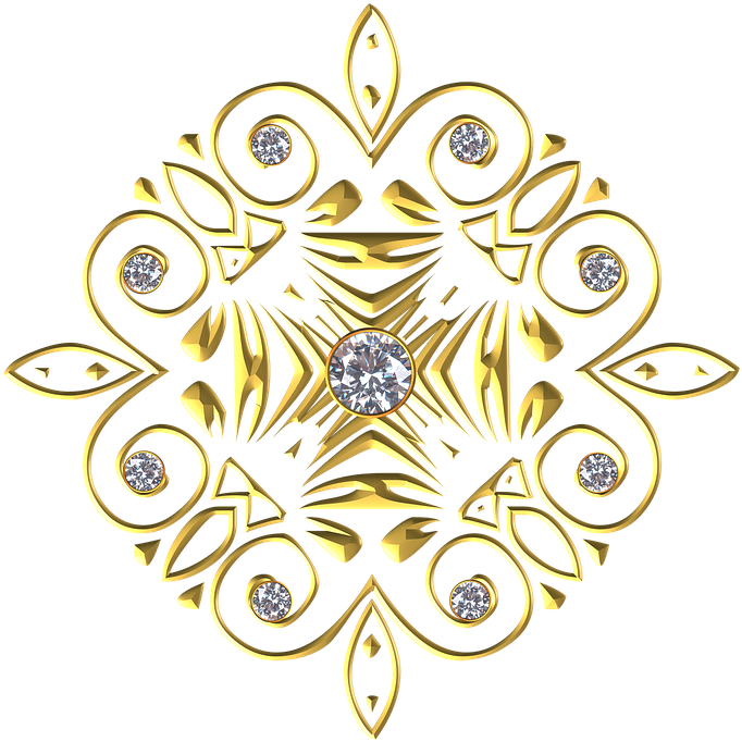 Gold Gem Ornament Flourish Circle Symmetric - Gold Flourish Png Clipart (717x720), Png Download