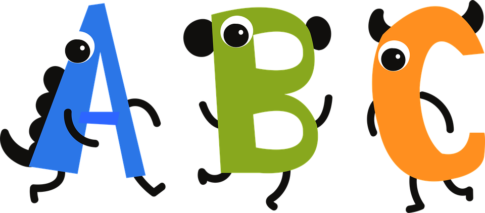 Alphabet School Cartoon Symbol Abc Funny Eyes - Alphabet Cartoon Png Clipart (960x422), Png Download