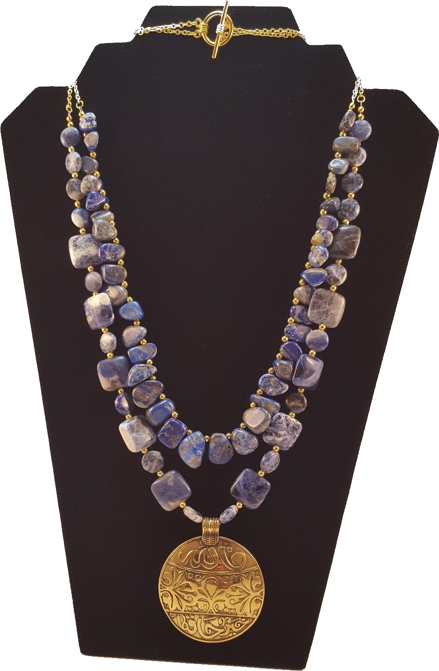 Lapis Lazuli And Sodalite Stone Necklace - Necklace Clipart (899x1400), Png Download